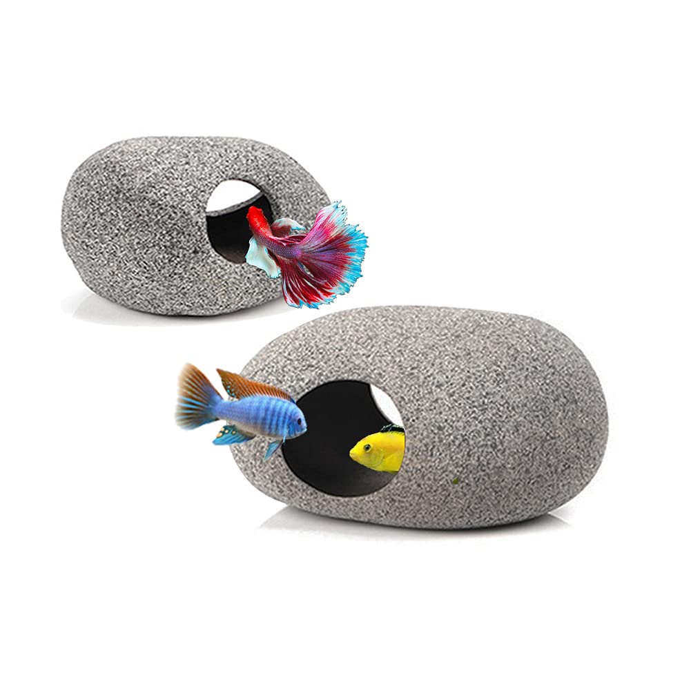 MUNLIT Ceramic Fish Tank Decorations, Betta Fish Tank Accessories Rock –  Supply AG