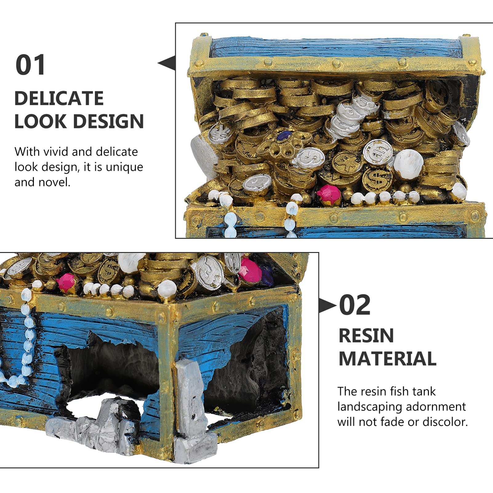 fish tank accessories treasure chest Aquarium Treasure Box Treasure Chest Ornament Resin Hideaway for Fish – Supply AG
