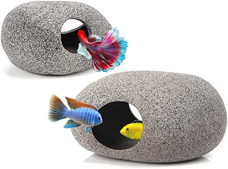 MUNLIT Ceramic Fish Tank Decorations, Betta Fish Tank Accessories Rock Supply AG MUNLIT Ceramic Fish Tank Decorations, Betta Fish Tank Accessories Rock Supply AG