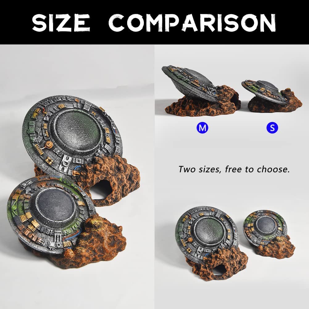 PTFJZ Aquarium Decorations UFO Fish Tank Accessories for Betta Hide Fl Supply AG