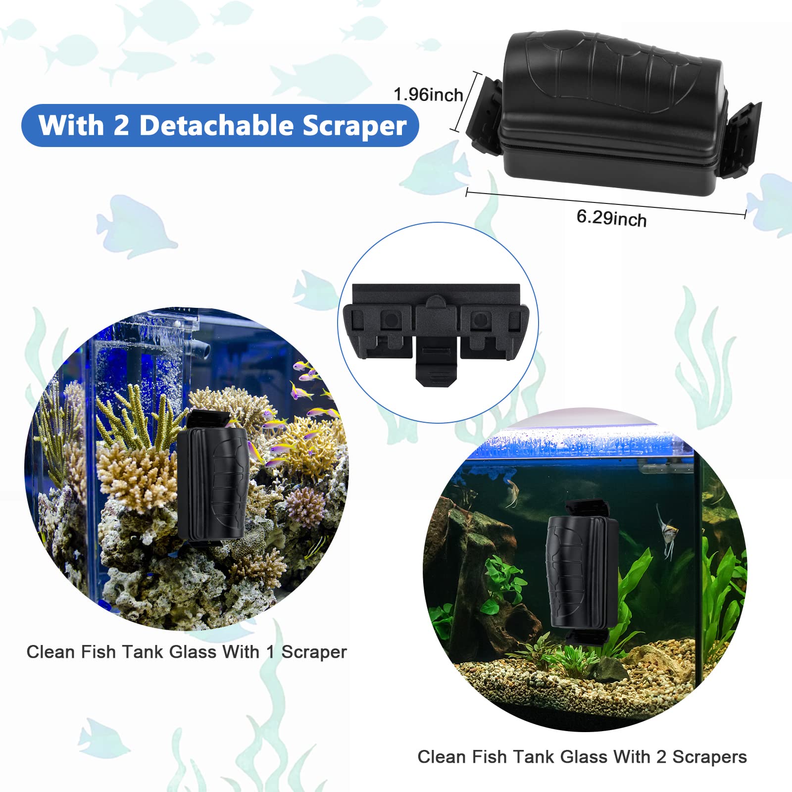 cleaning fish tank accessories JRing Magnetic Aquarium Glass Cleaner, Magnet Fish Tank Glass Cleaning – Supply AG