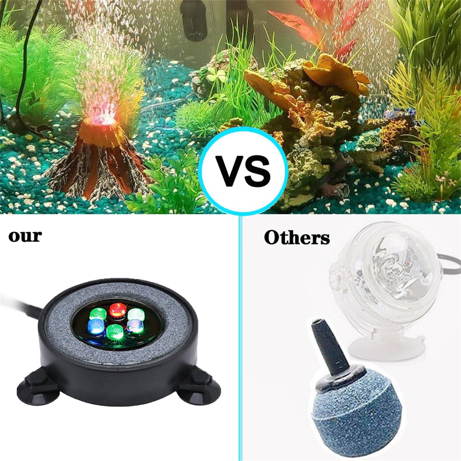 Aquarium Bubble Licht met luchtpomp, Volcano Onderwater Ornament Kit met 6 LED-lampen voor Aquarium luchtbellen steen vis tank Bubble Decoratie Aquarium Bubble Licht met luchtpomp, Volcano Onderwater Ornament Kit met 6 LED-lampen voor Aquarium luchtbellen steen vis tank Bubble Decoratie