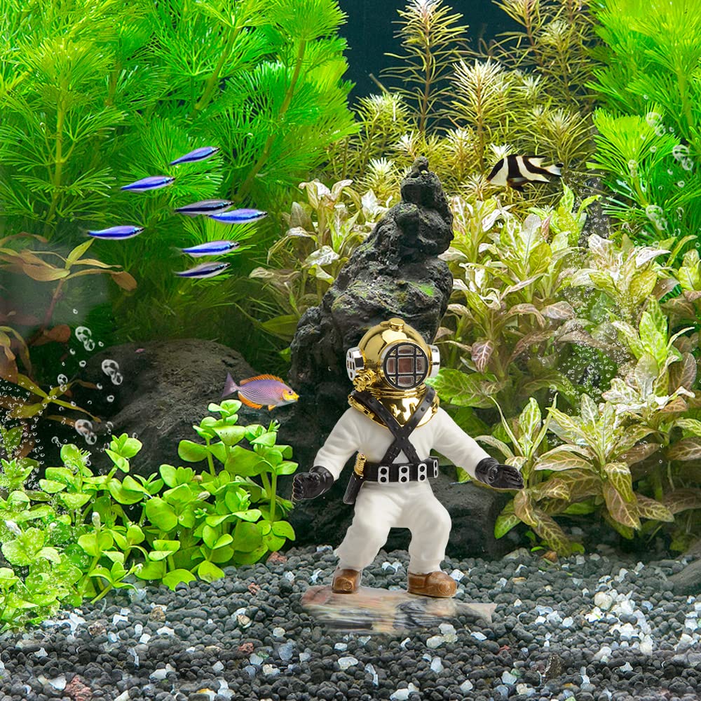 fish tank scuba diver accessories Wolfride Bubbler Decorations Aquarium Ornament Diving Fish Tank Ornamentm, Red : Pet Supplies The Diver Statue Decor is made of ABS material Meiso 2-Piece Floating Aquarium Decoration